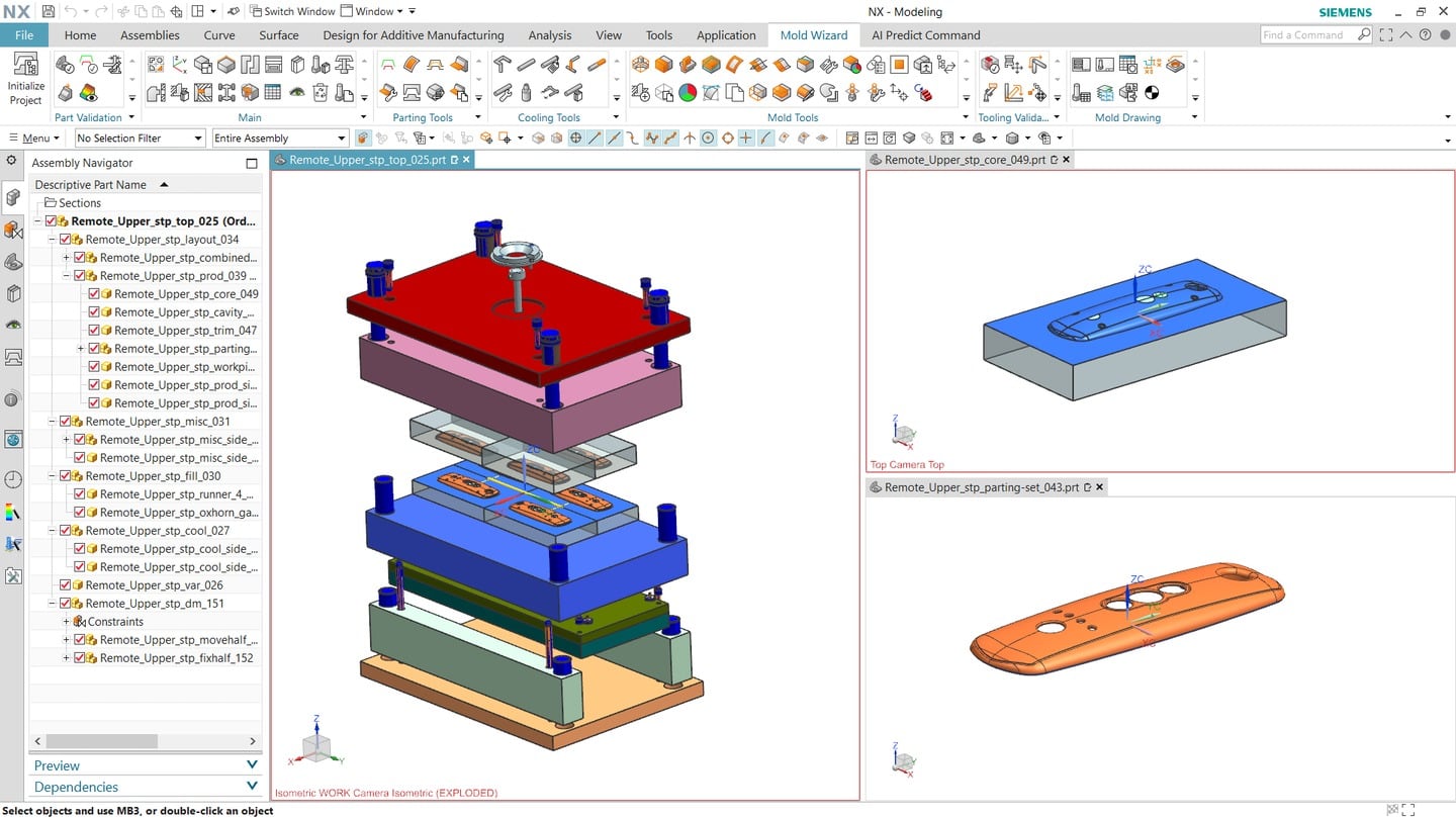 NX Mold Designer enables streamlining of the entire mold development process