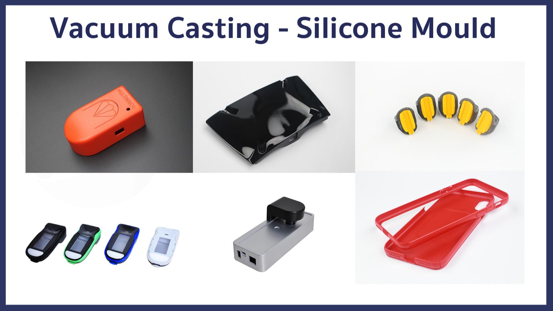 Some examples of plastic parts produced with silicone moulds.