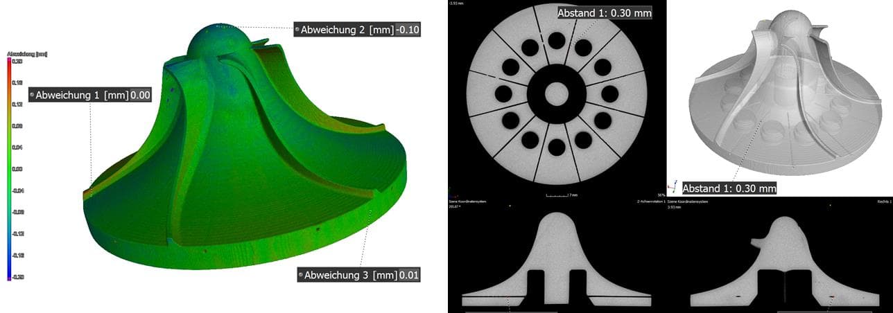 Left: Nominal/actual comparison to CAD dataset / Right: Layplan